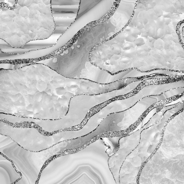 White Agate Silver Glitter 1