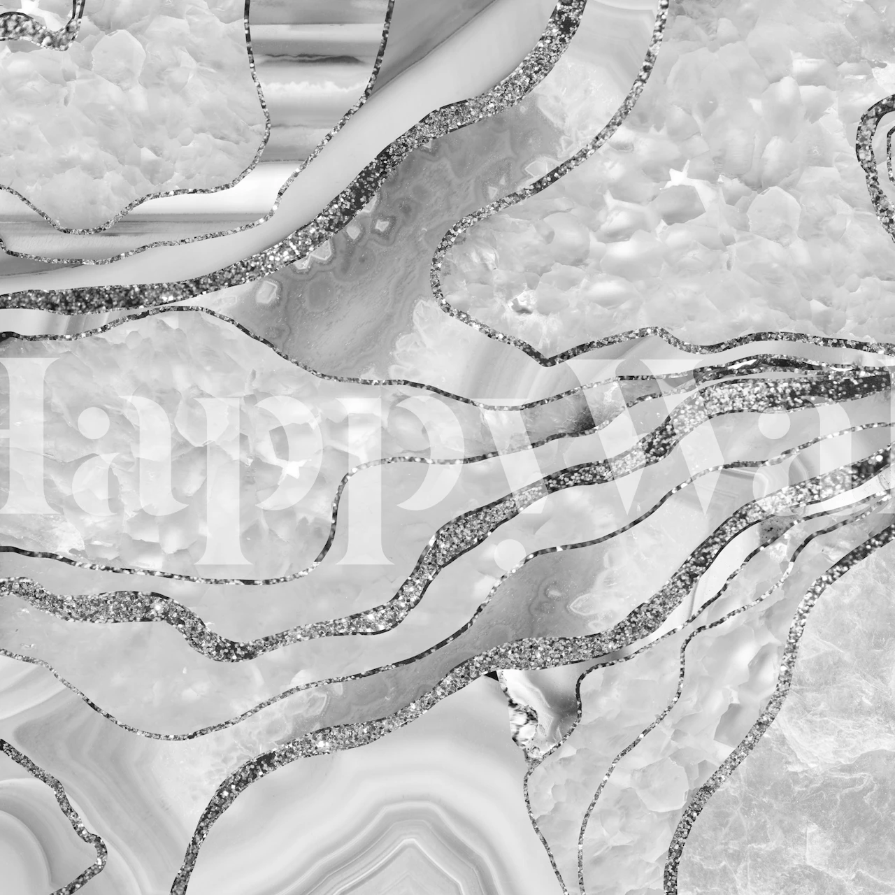 White agate design with silver glitter details wallpaper
