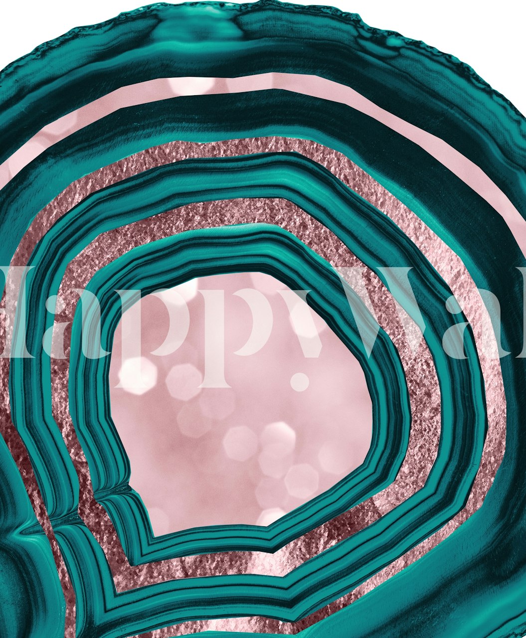 Teal and rose gold agate pattern wallpaper