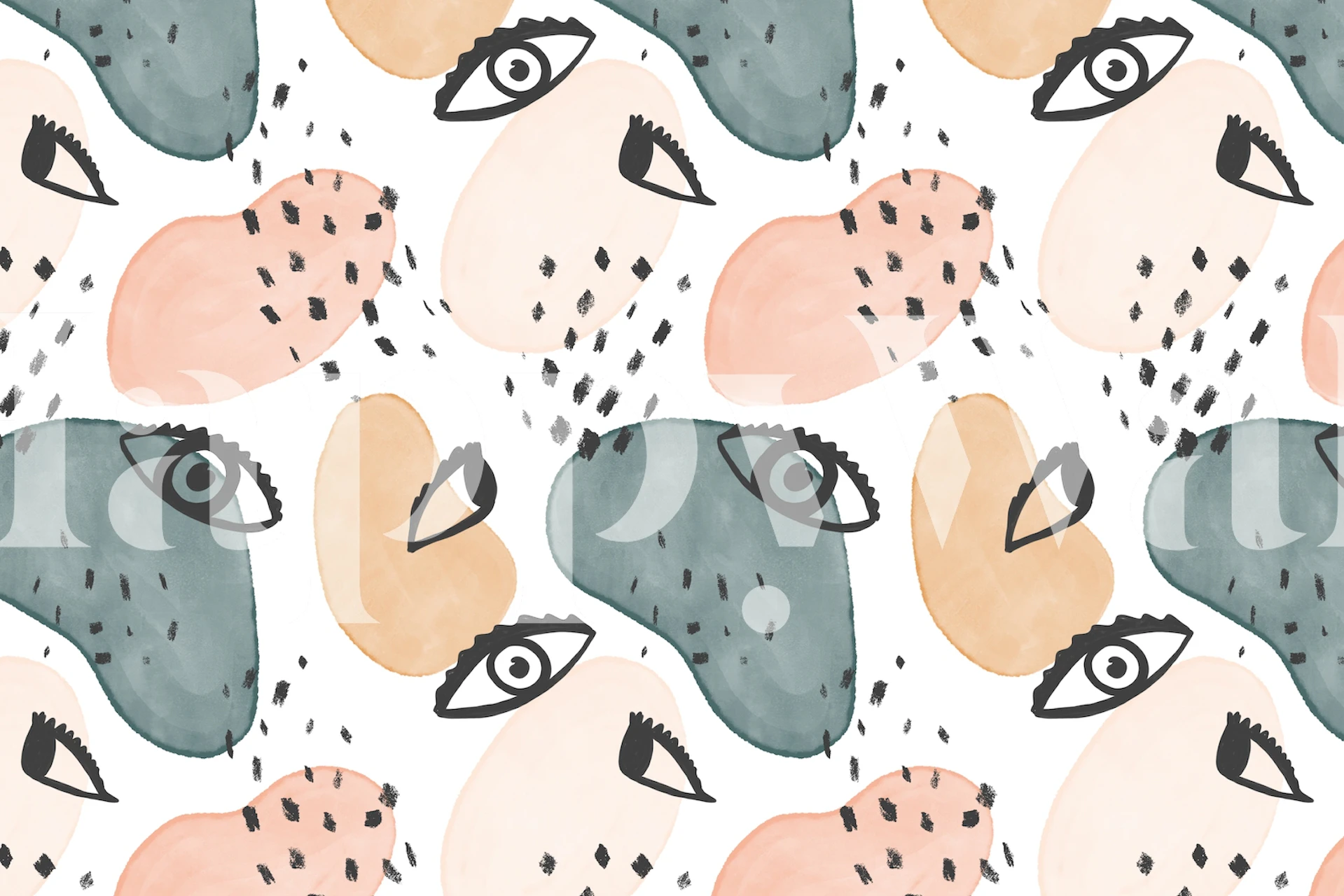 Painterly Eyes Pattern tapet visad i ett rum