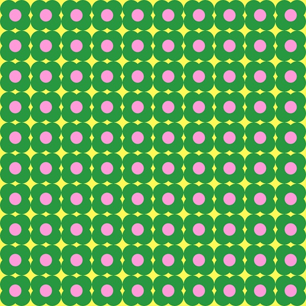 Retro Green Geometric Flowers