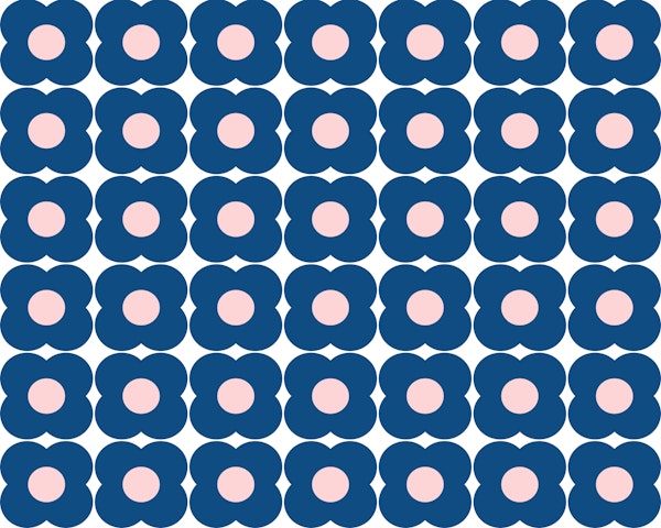 Retro Blue Geometric Flowers