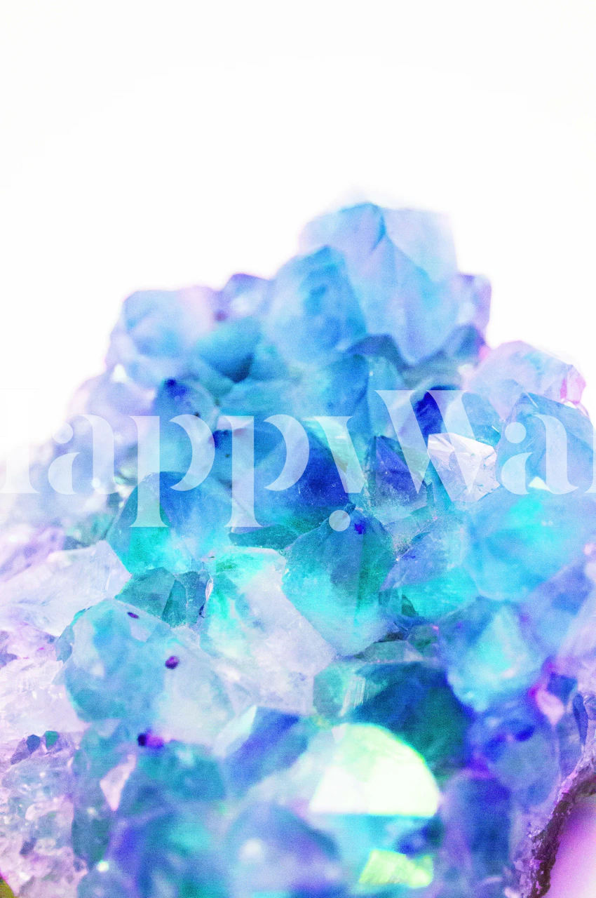 Iridescent crystal clusters in blue and purple colors wallpaper