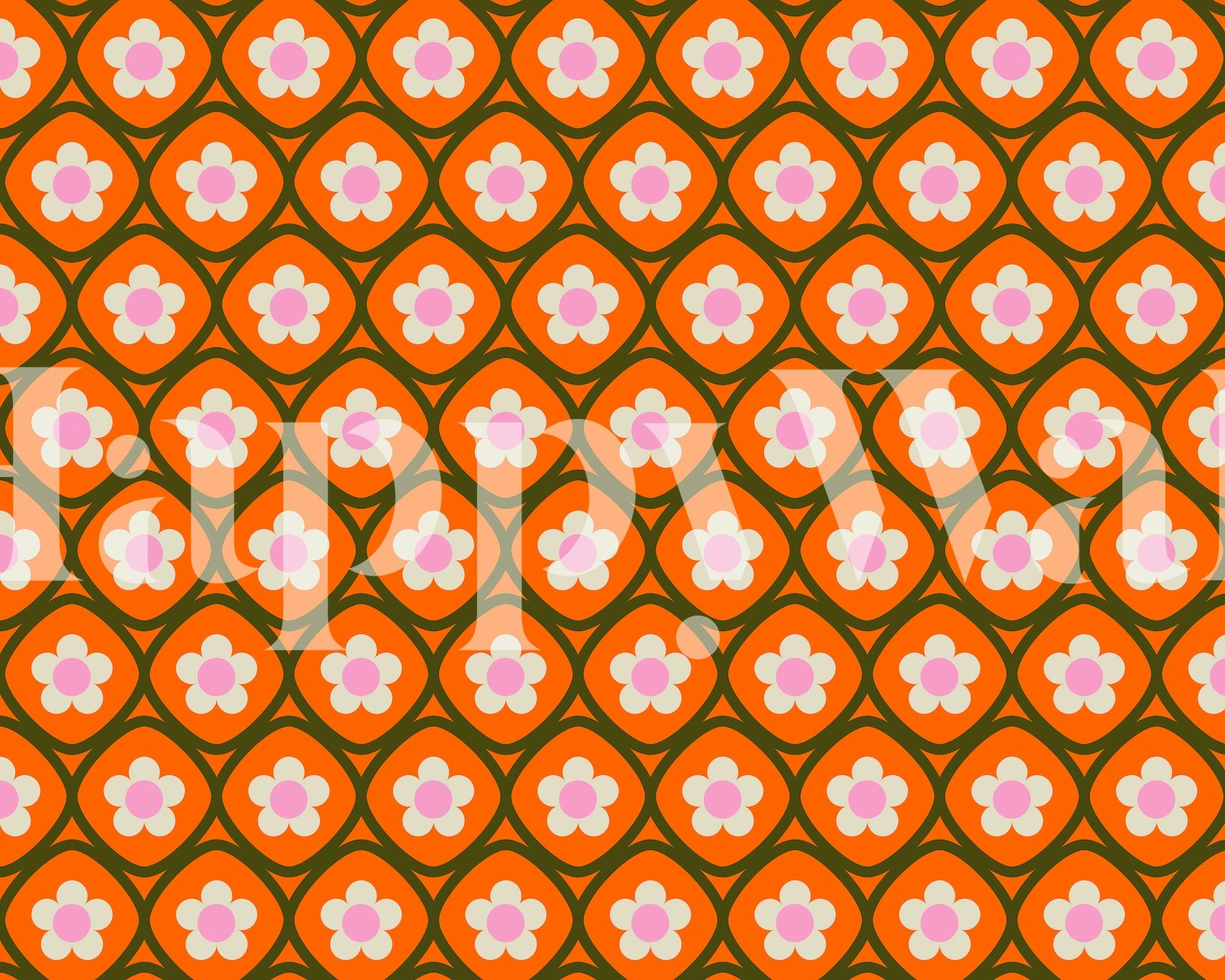 Pink and orange floral pattern wallpaper