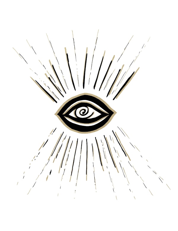 Evil Eye Gold Black on White 1