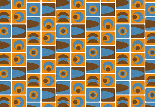 70s Cube Geo Blue Orange