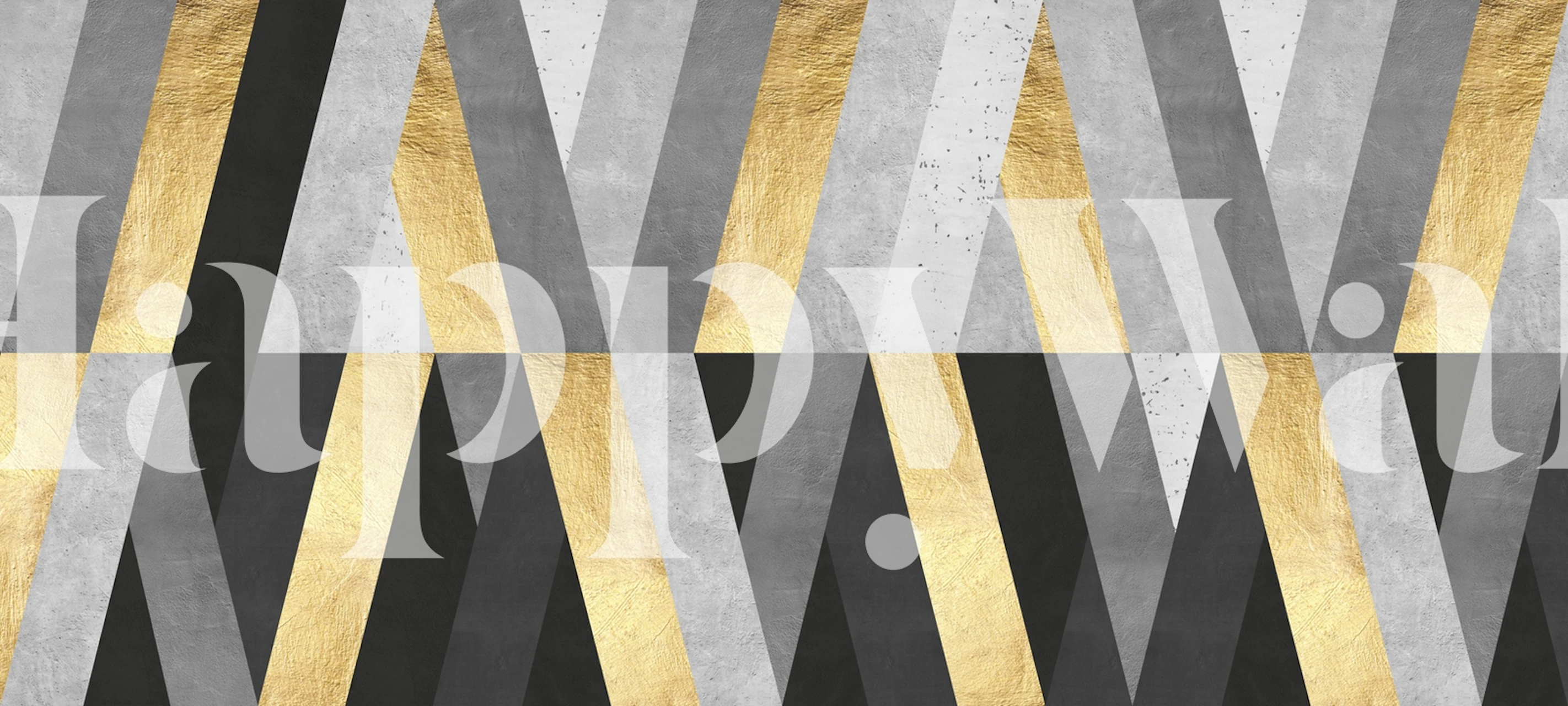 Geometric pattern in gray, black, and gold wallpaper