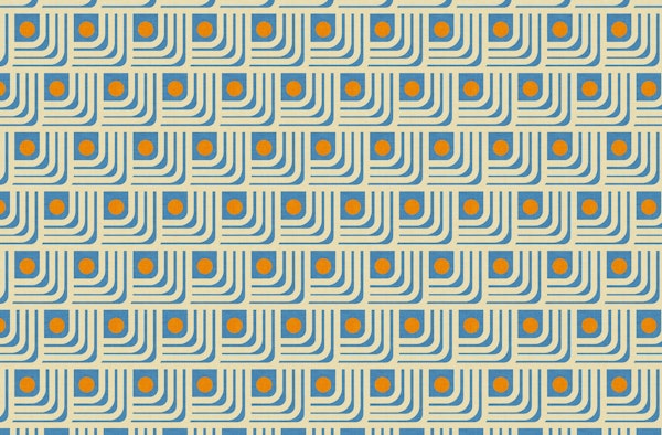 70s Curve Lines Orange Blue