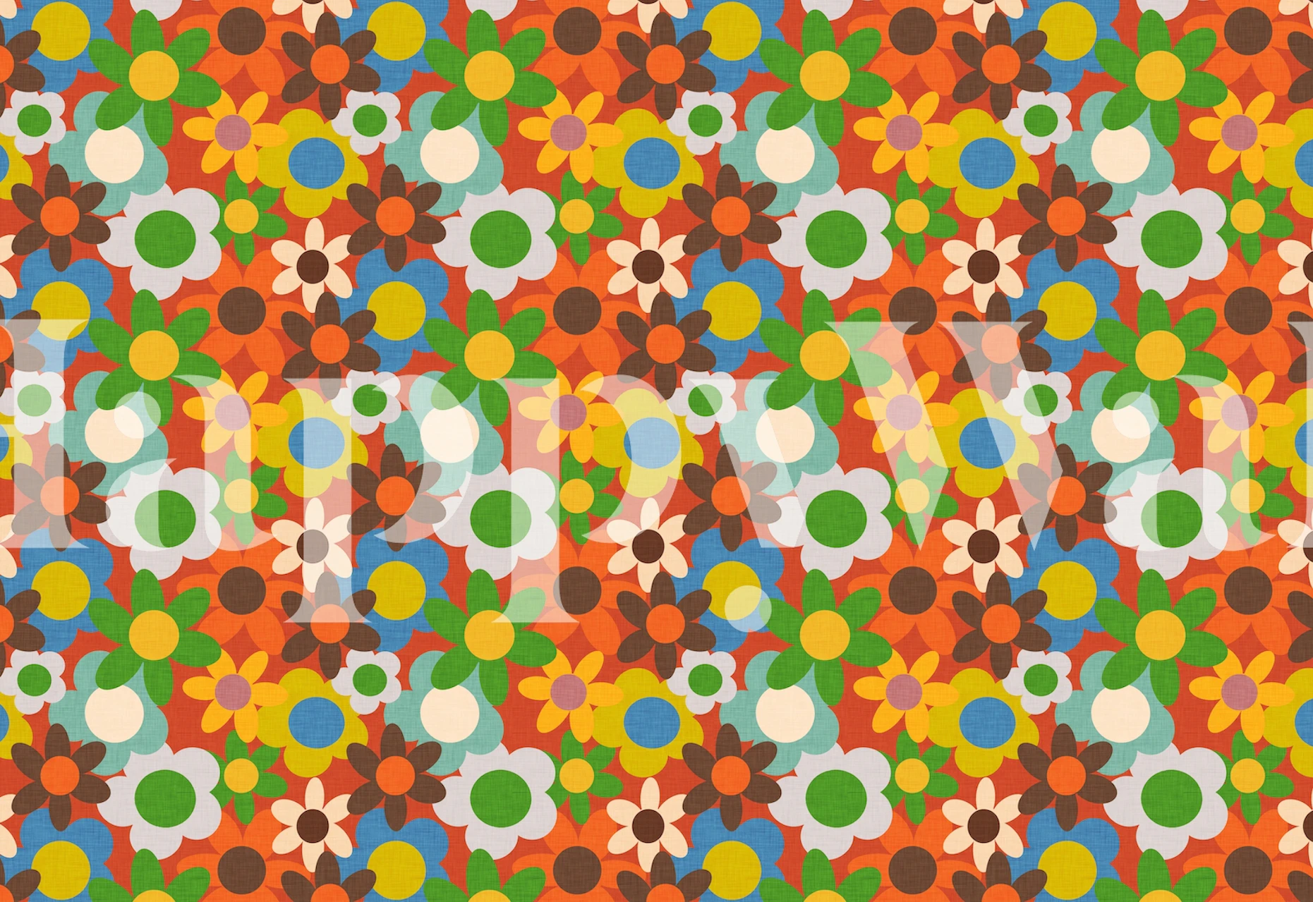 Šarena 70s Floral Grapefruit pozadina u sobi