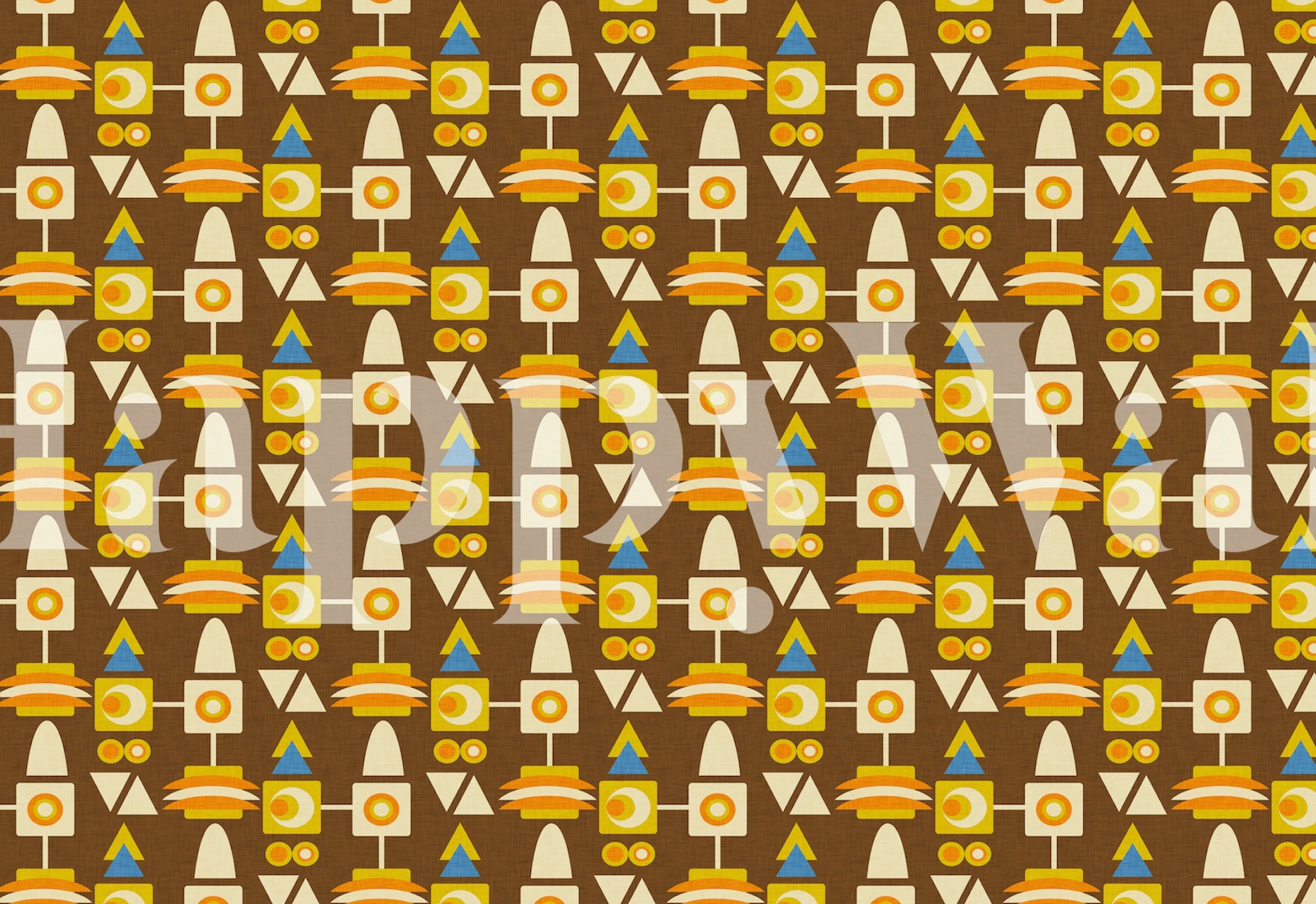 70'er Geo-Metric Brown vægmaleri med geometriske mønstre og retro farver