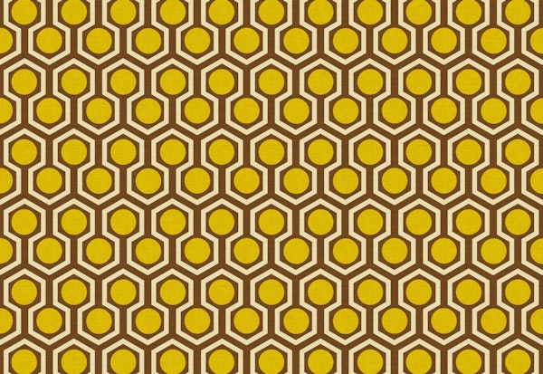 1970s Hex Yellow Dot Brown