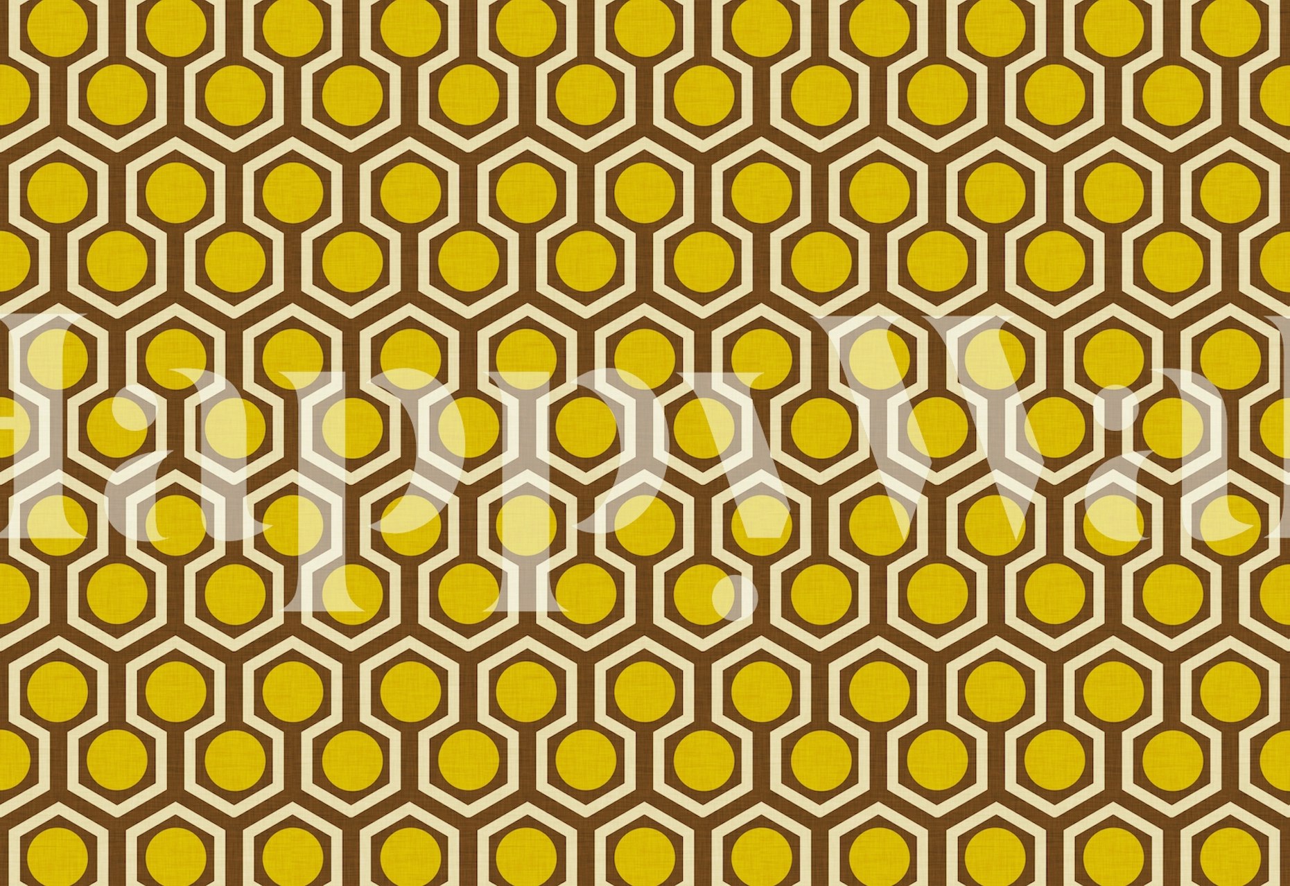 1970s Hex Yellow Dot Brown wallpaper in room