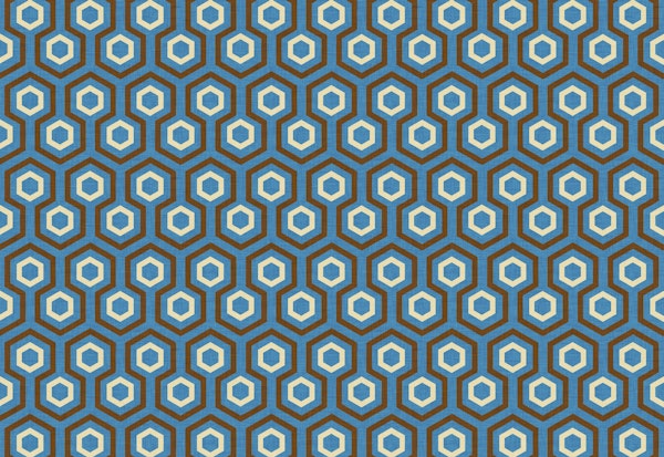 1970s Hex Blue Brown