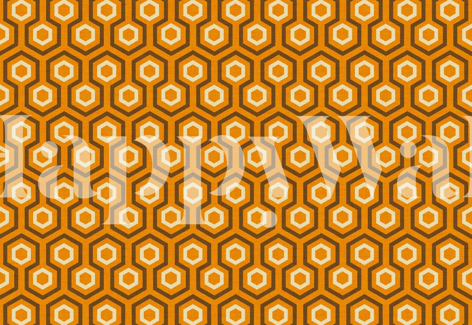 Hexagonal pattern in orange and brown tones wallpaper