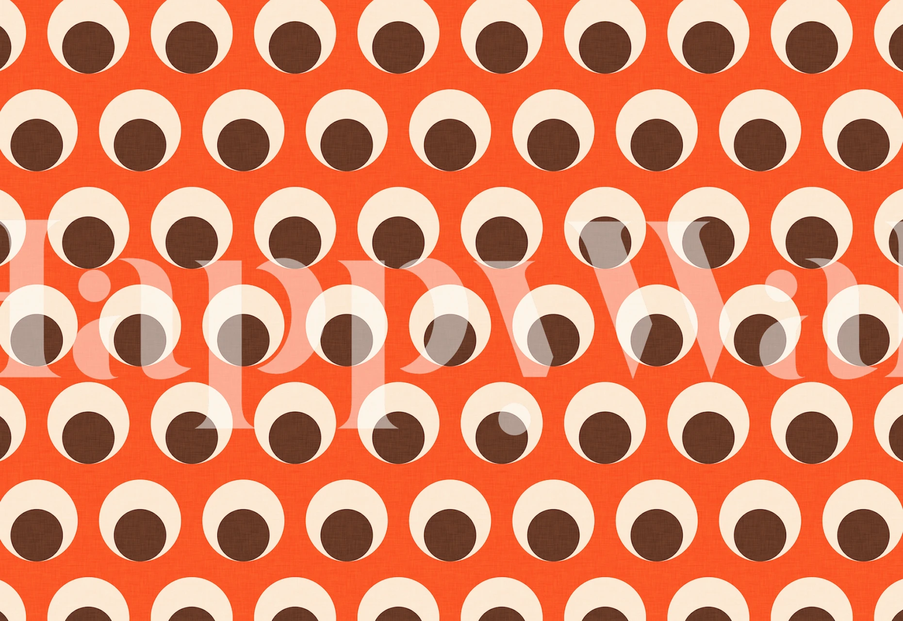Orange and off-white dot pattern wall mural for modern interior design