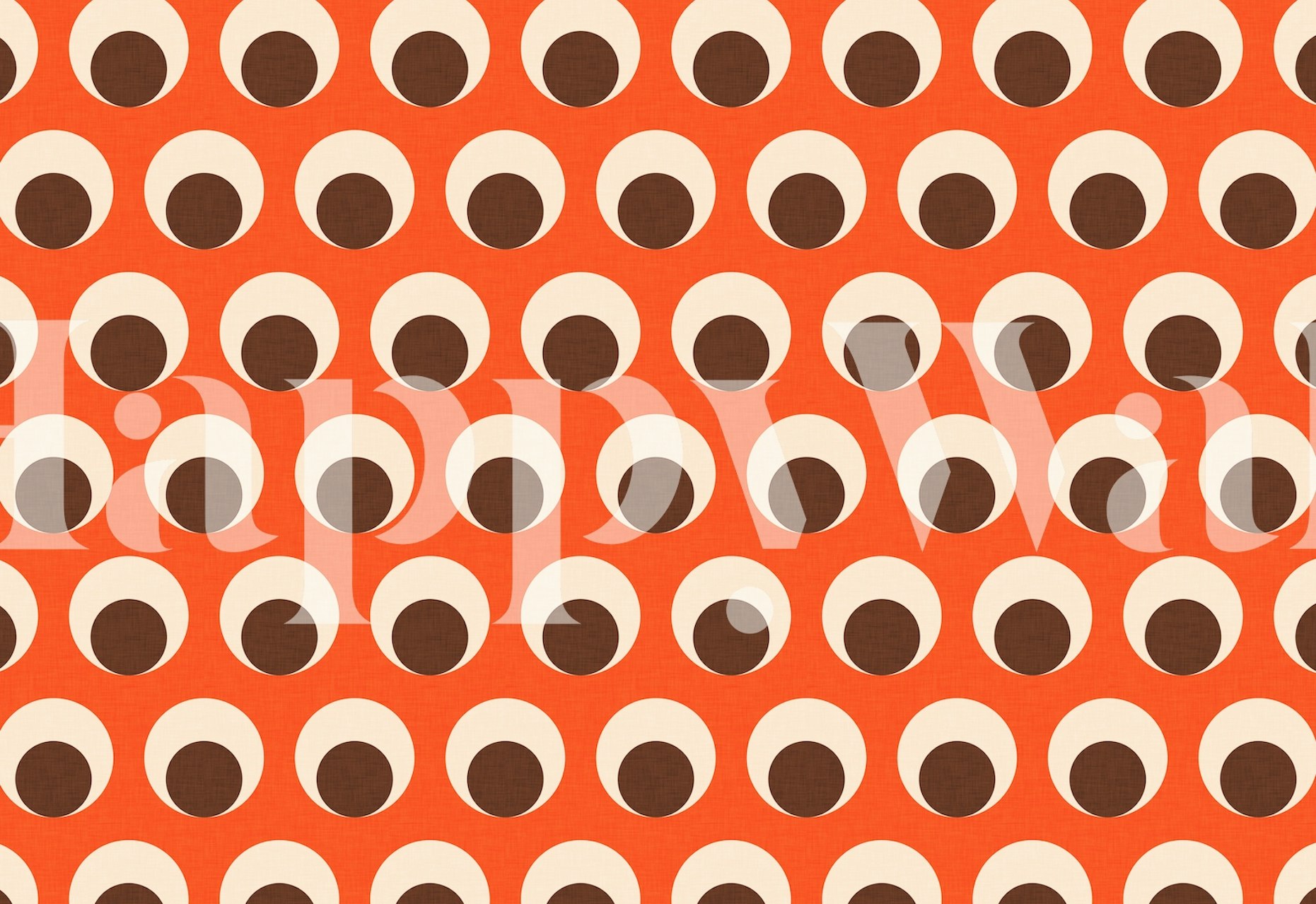 Orange and off-white dot pattern wall mural for modern interior design