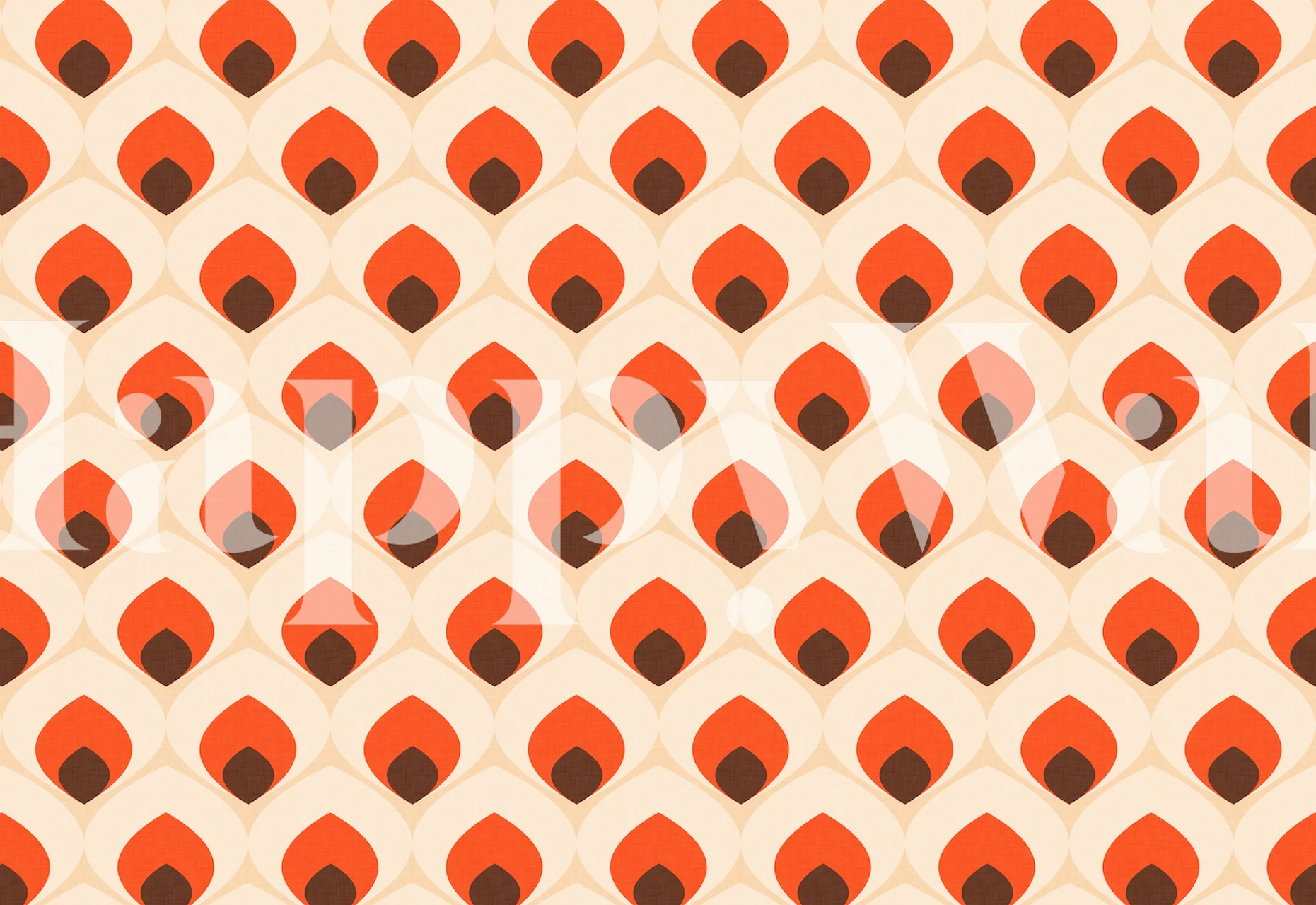 70s Ogee Pearl wallpaper displayed in a room