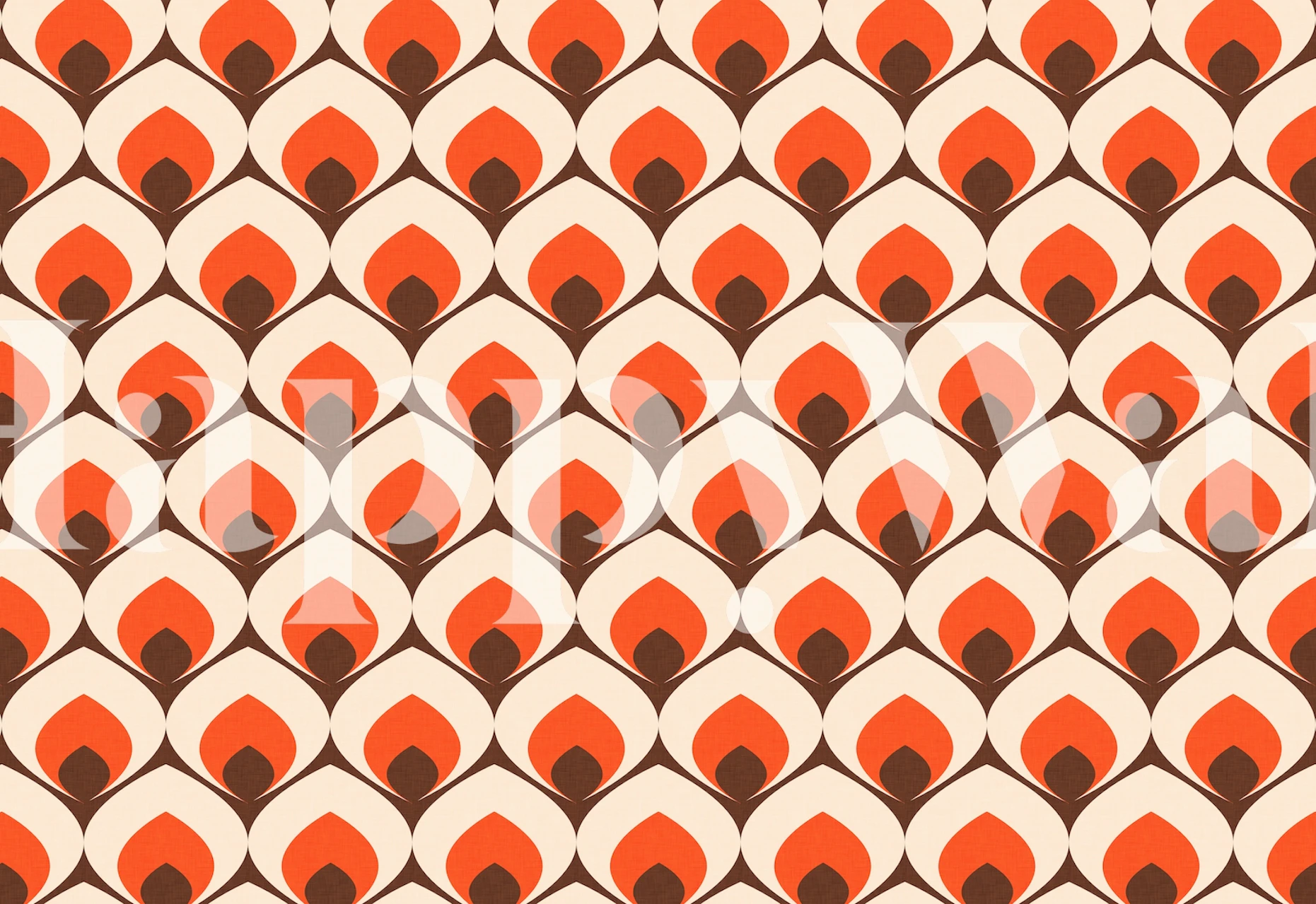 70s Ogee Brown Pearl tapetmønster