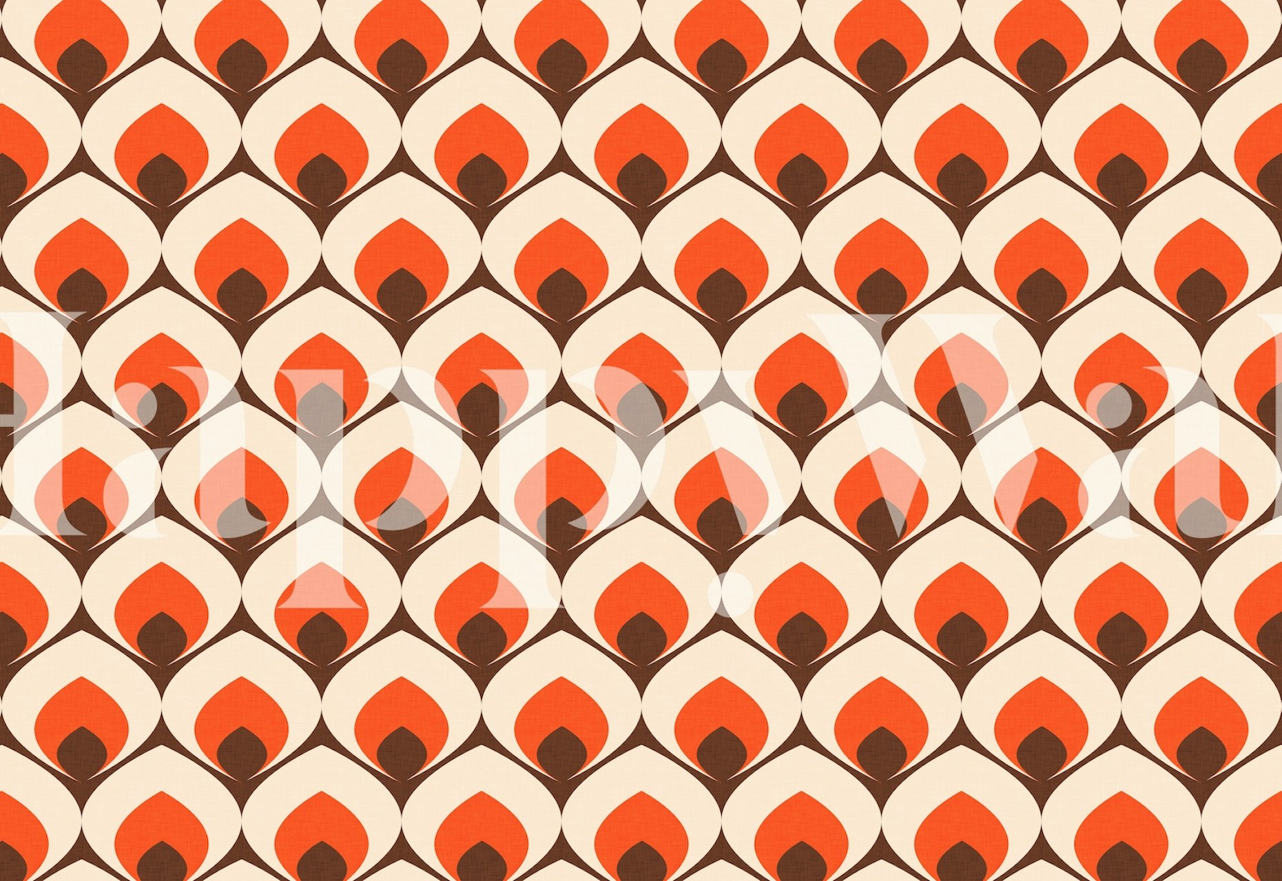 70s Ogee Brown Pearl wallpaper pattern
