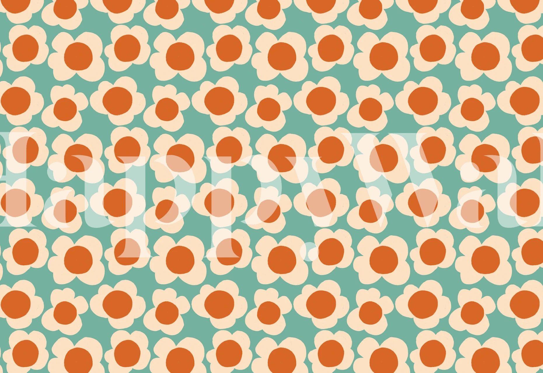 Blue Popcorn Flowers wallpaper in a room