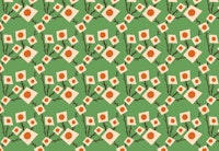 Green Square Flower Bouquet behang