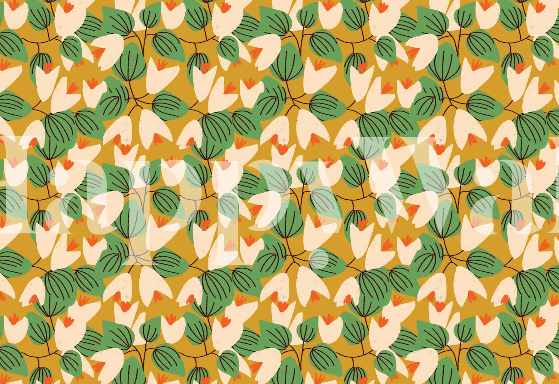 Živopisni žuti cvjetni uzorak u sobi