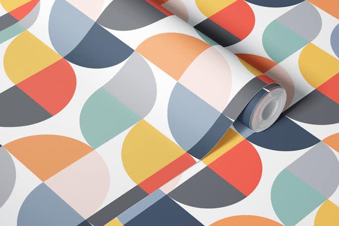 Retro Geometric Happy Colourswallpaper roll