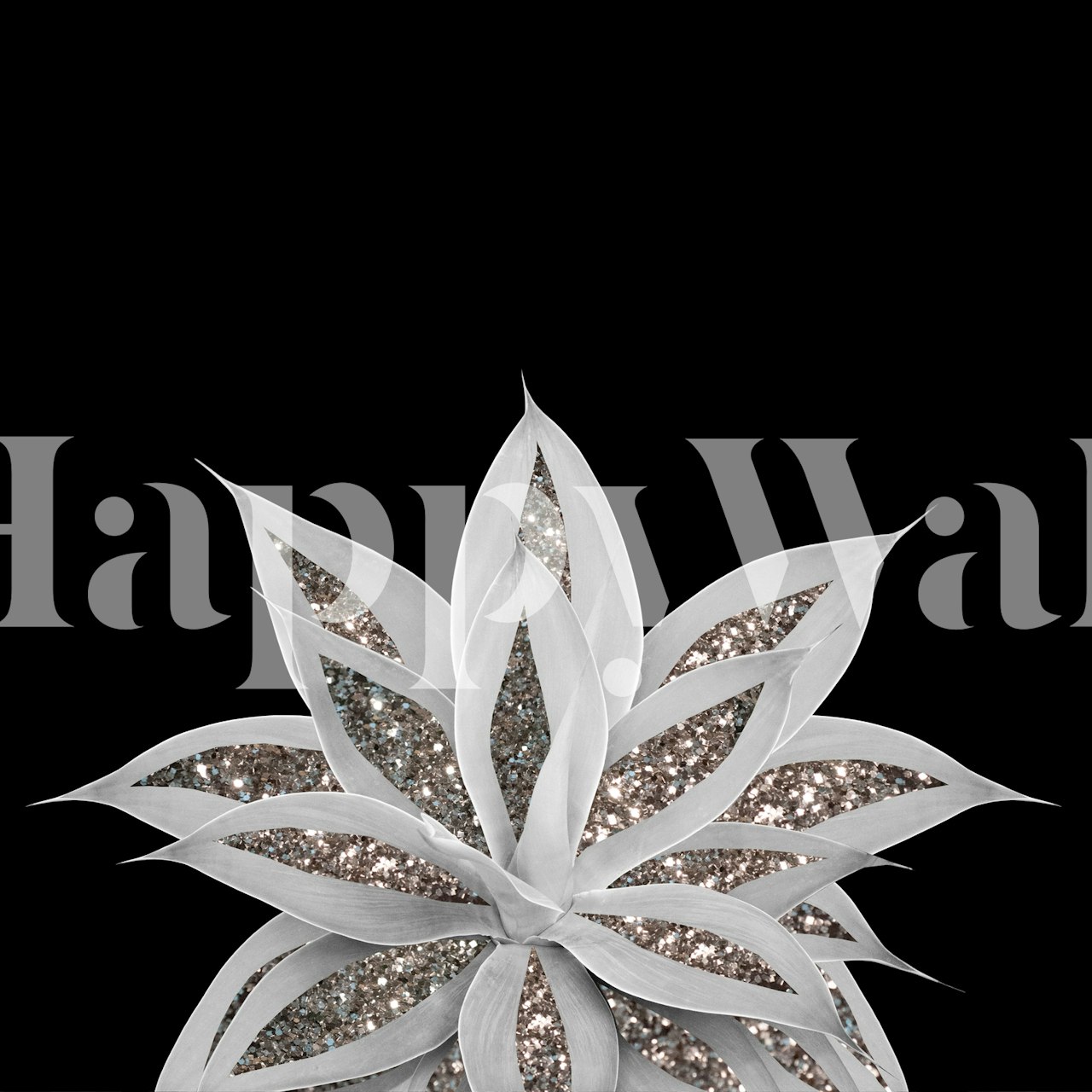 Gray Agave Silver Glitter Tapete in einem Raum