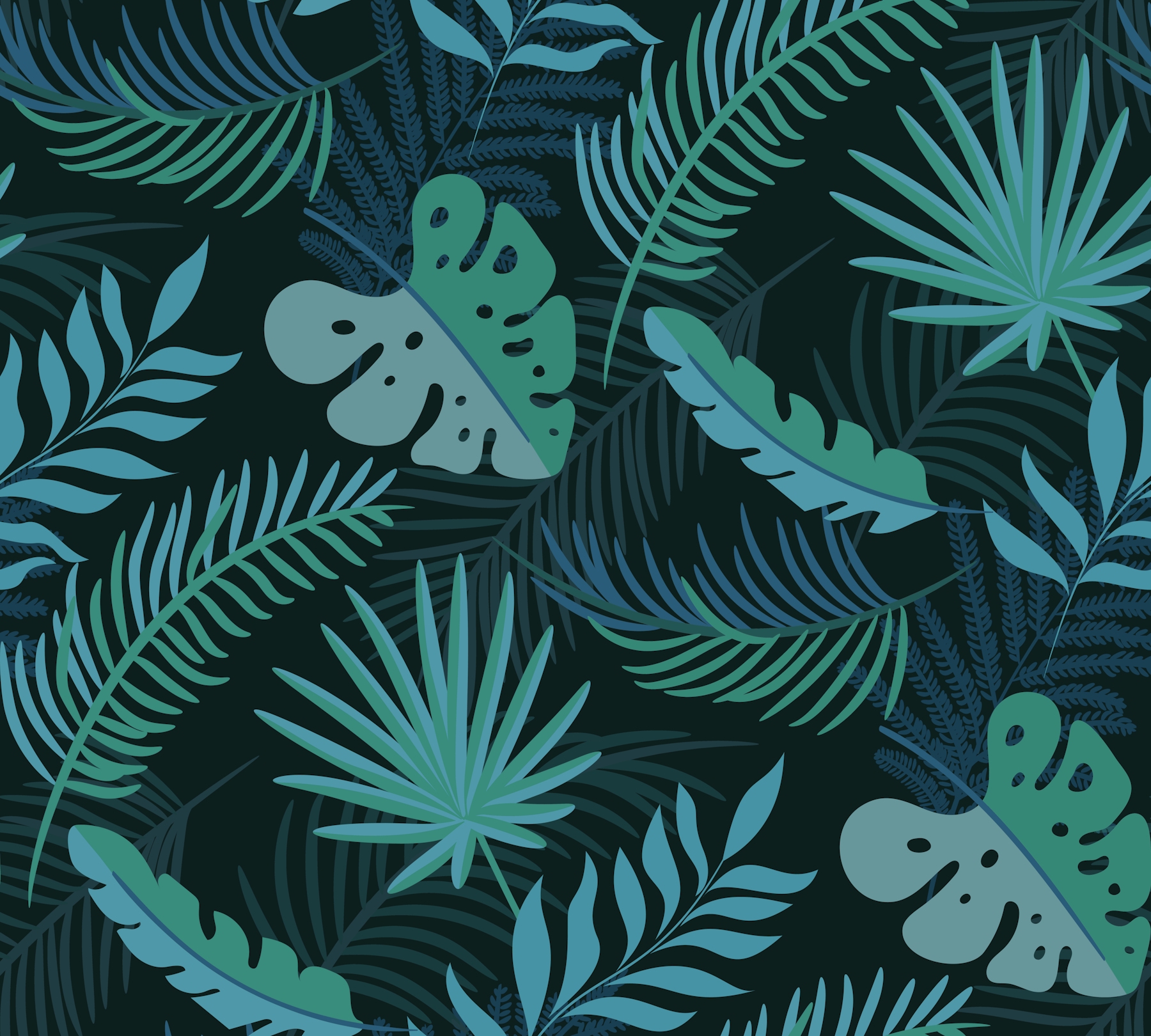 Monstera and Palm Leaf Wallpaper - Happywall
