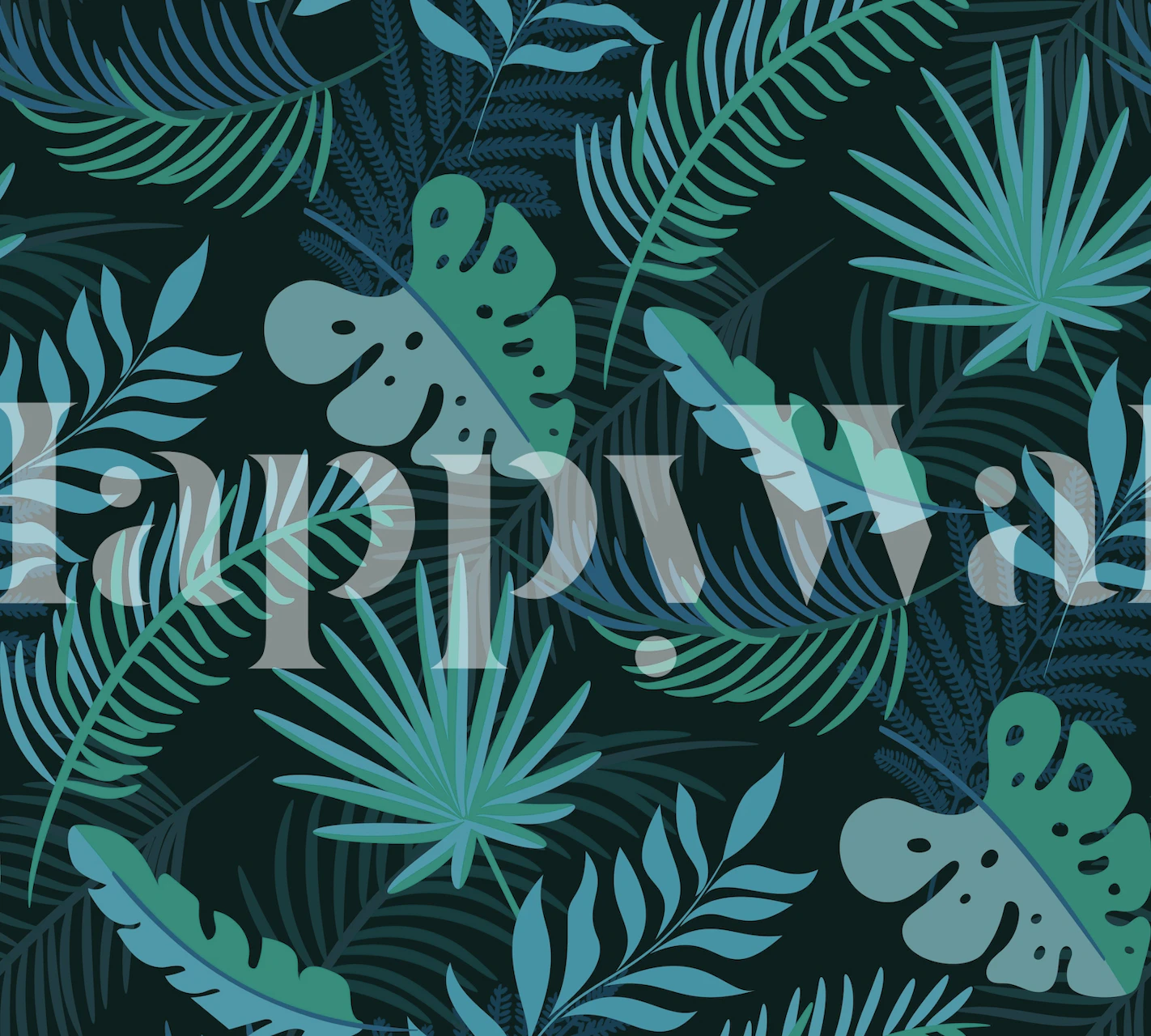 Monstera and Palm Leaf wallpaper in a room