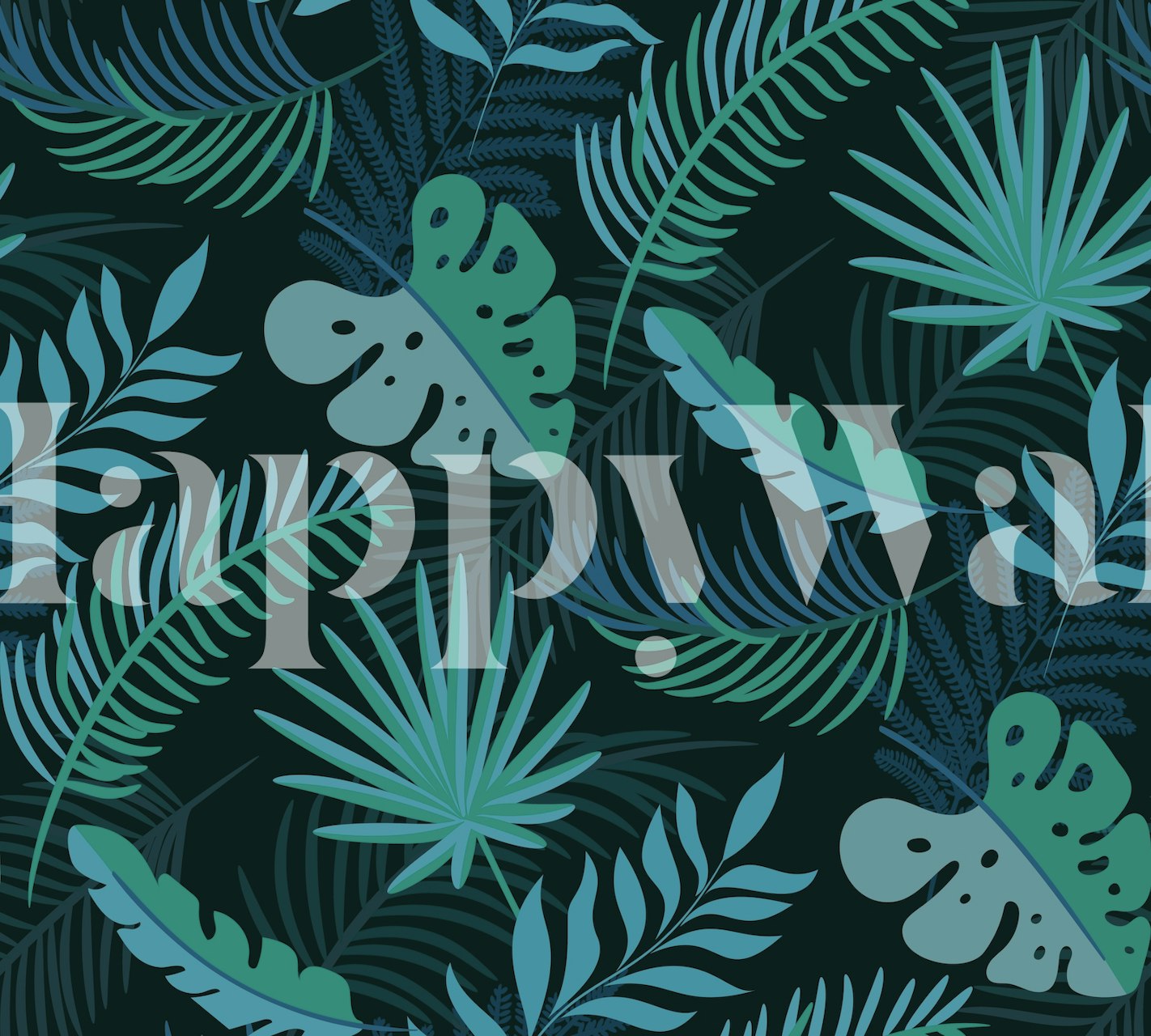 Monstera and Palm Leaf wallpaper in a room