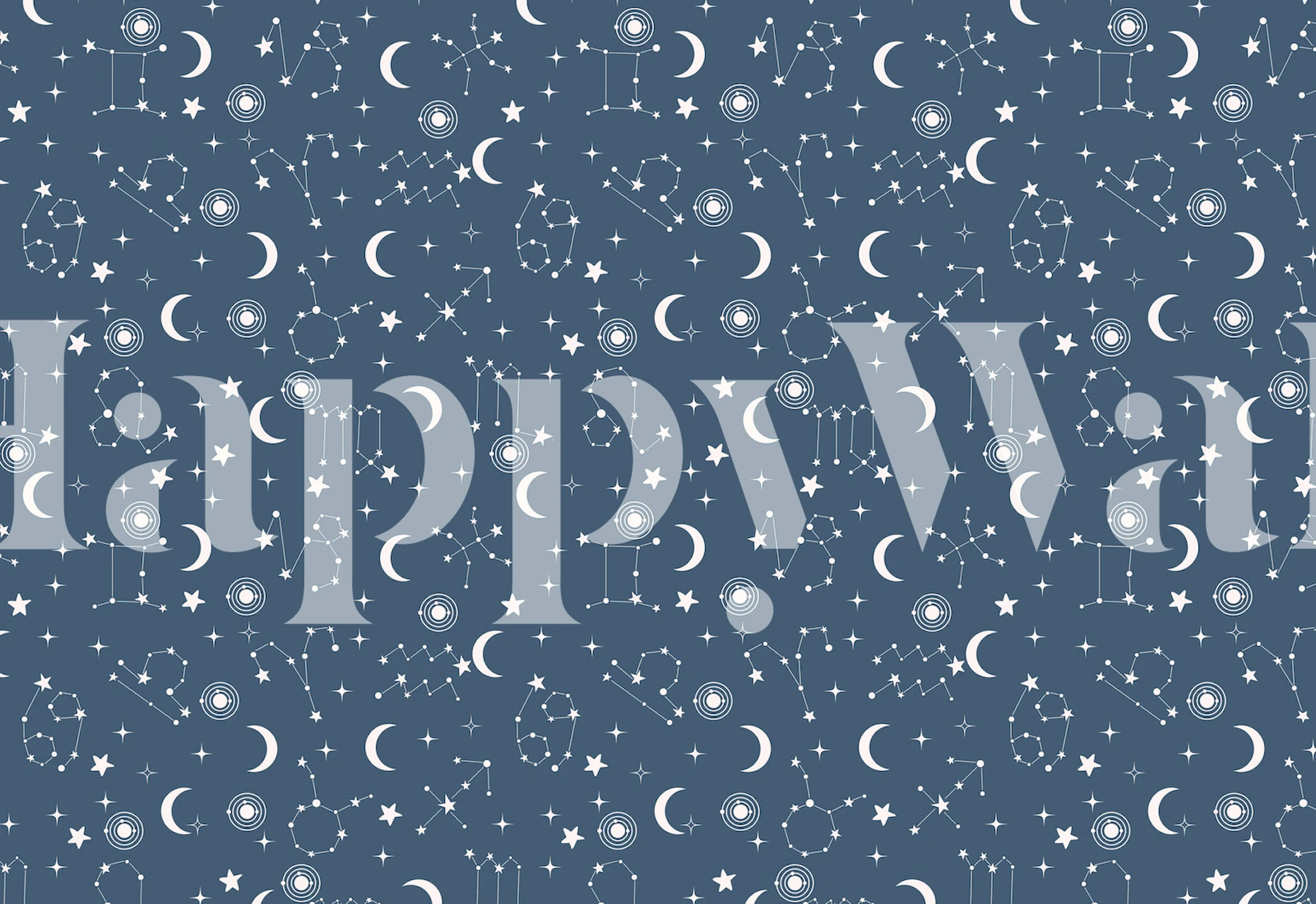 Sininen seinämaalaus, jossa on tähtiä ja tähtikuvioita