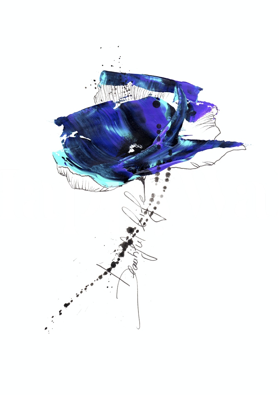 Μπλε Floral Dream σχέδιο σε ένα δωμάτιο