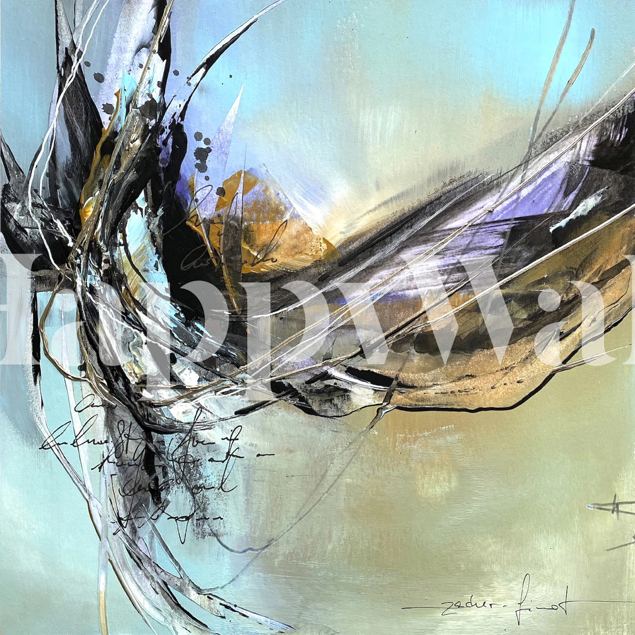 Spring Dance Abstract Art wallpaper in a room