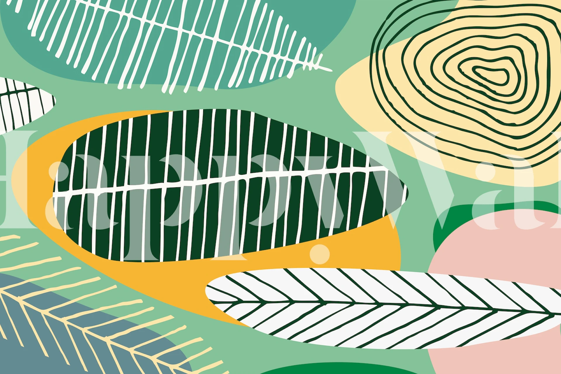 Botanic wallpaper in einem stilvollen Raum