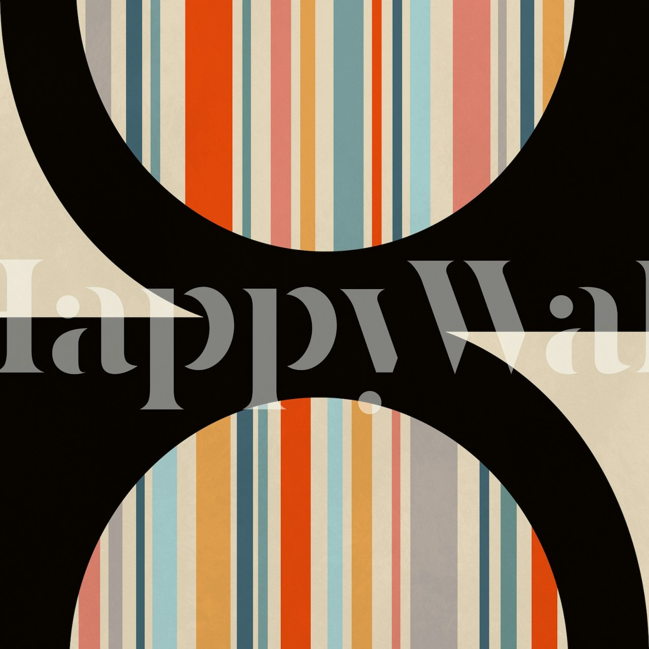 Geometric striped patterns in bold colors on black background wallpaper