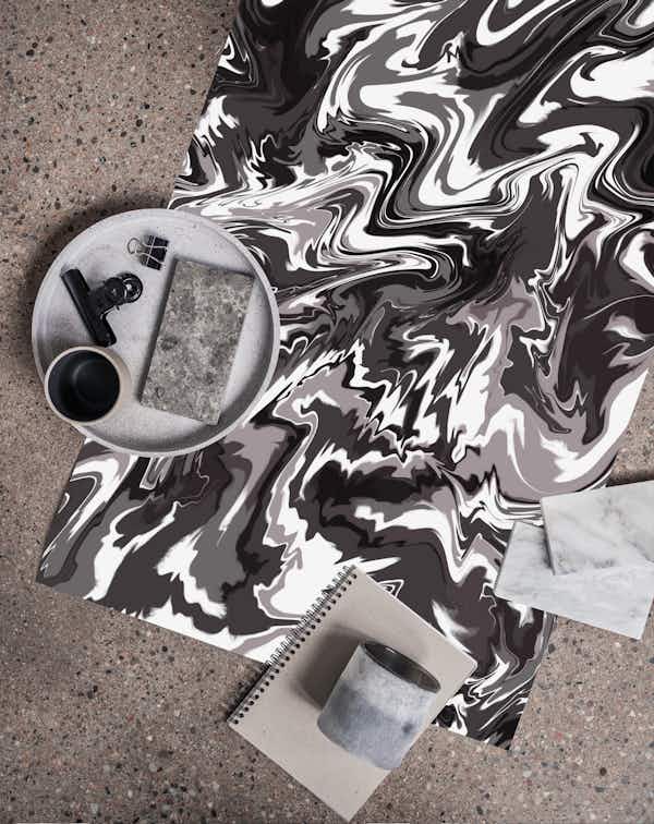 Black and White Pour Painting wallpaper Happywall