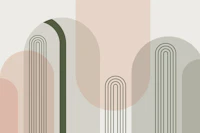 Mid Century Arches Pink Sage tapet