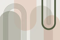 Mid Century Arches Pink Green tapet