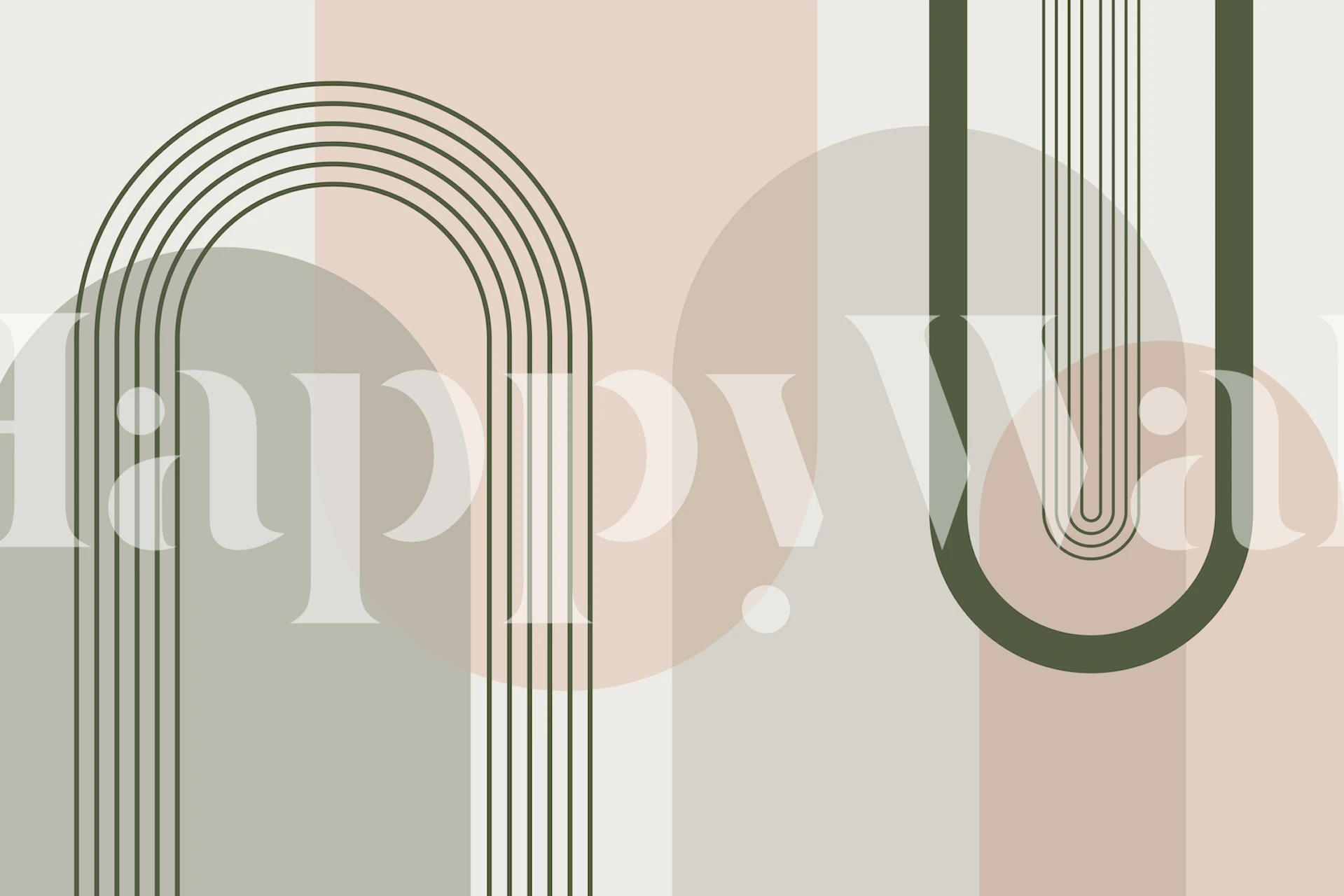 tapeta Mid Century Arches Pink Green w pokoju