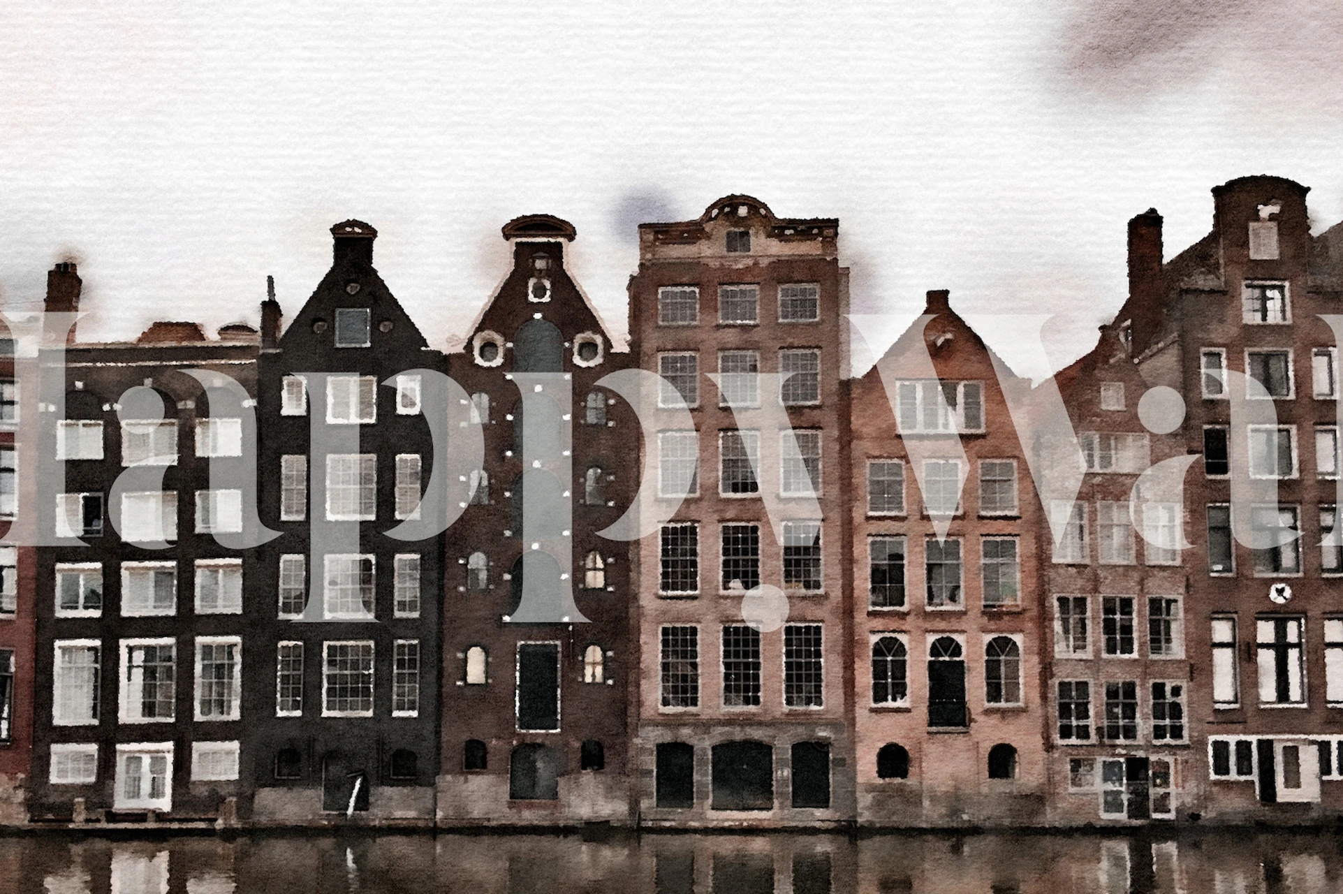 Amsterdam canal houses in watercolor style wall mural