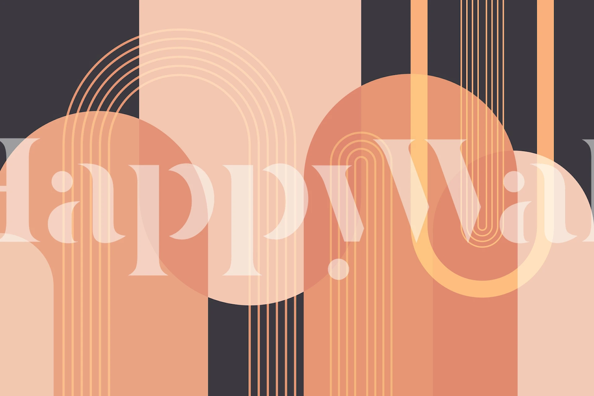 Peach and black geometric arches wallpaper