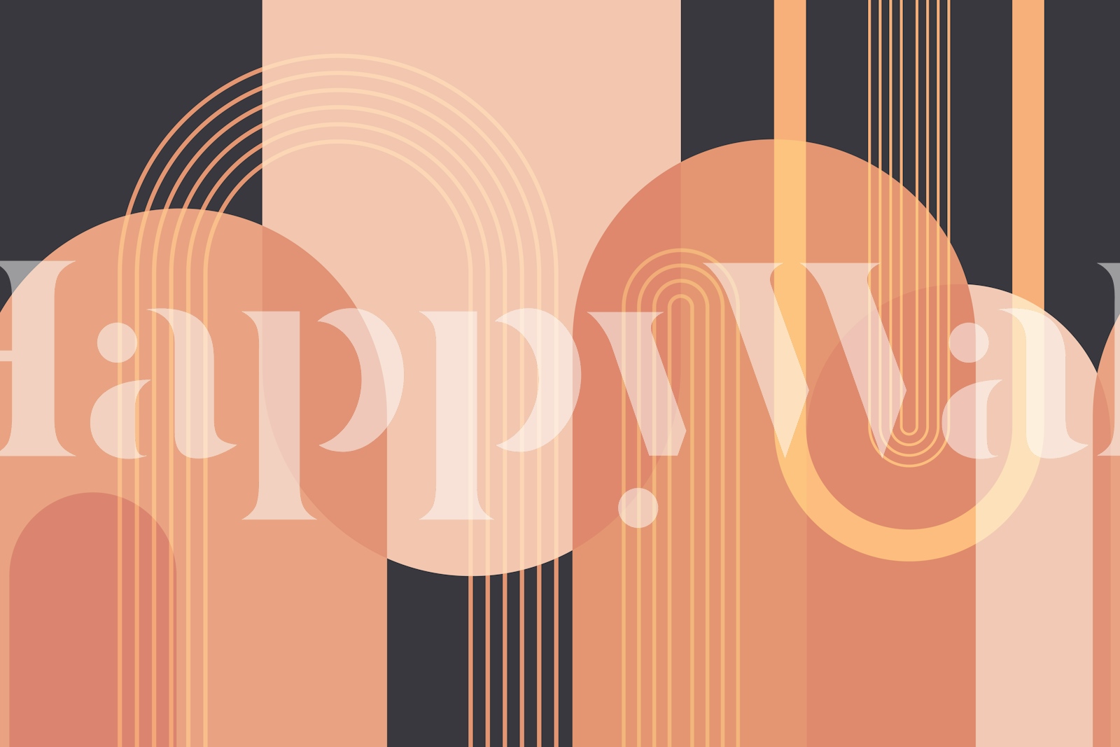 Peach and black geometric arches wallpaper
