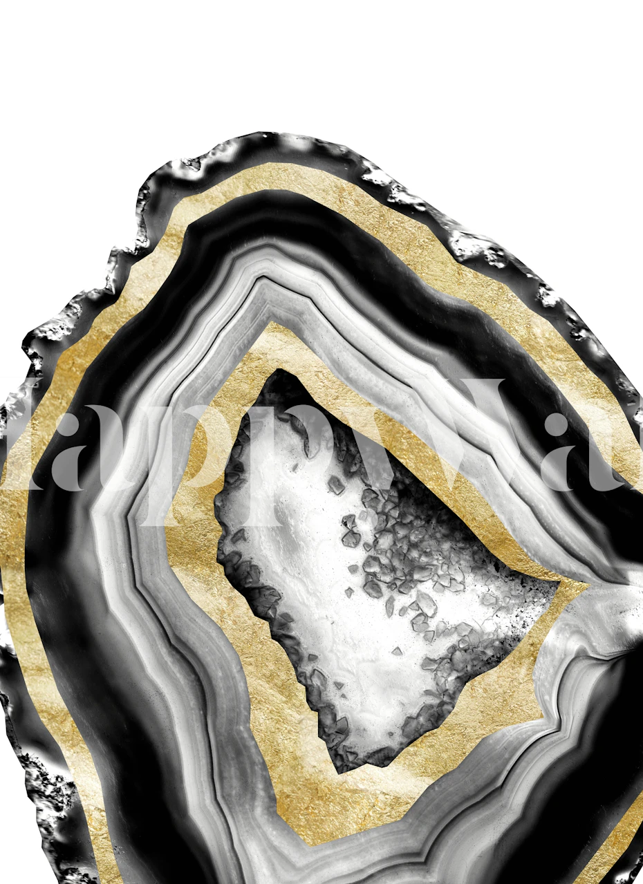 Akaattiviipaleen inspiroima seinämaalaus, jossa kullanvärisiä yksityiskohtia.