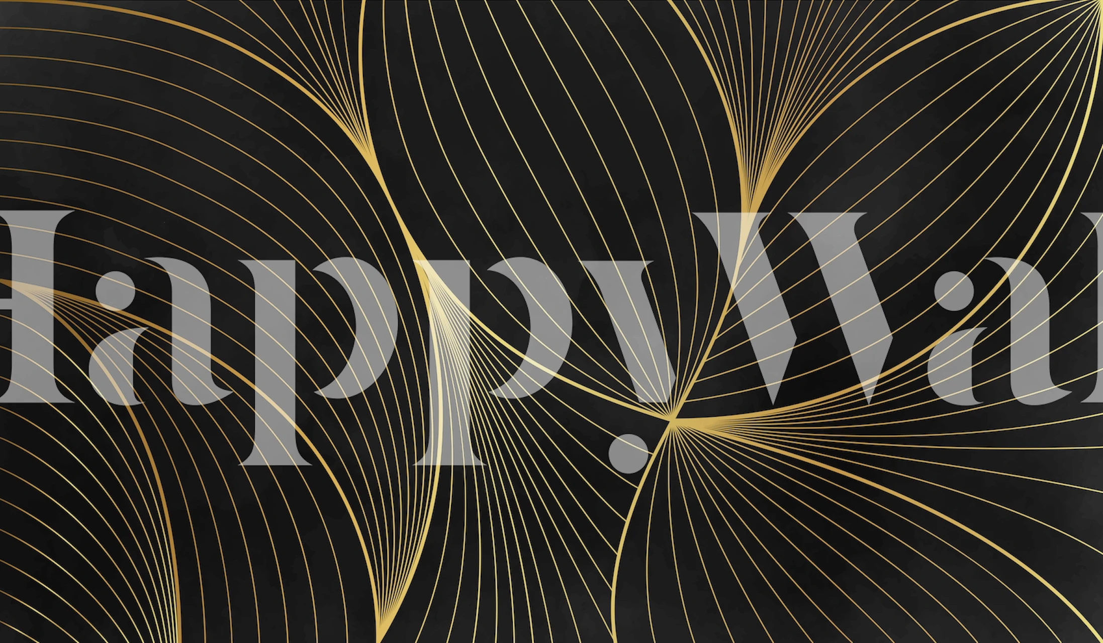 Curved golden lines on a black background wallpaper