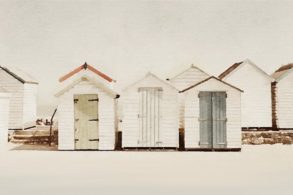 White Beach Houses Watercolor