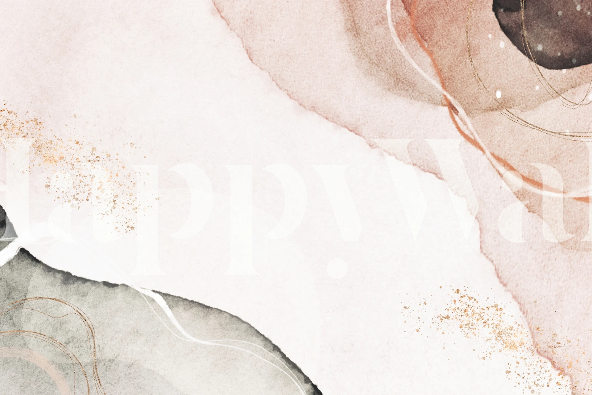 Abstract shapes in soft beige, grey, and rose gold wallpaper