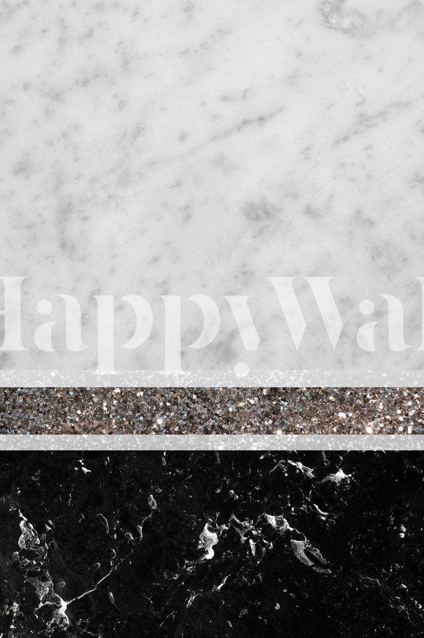 Marble pattern with silver glitter stripes wall mural