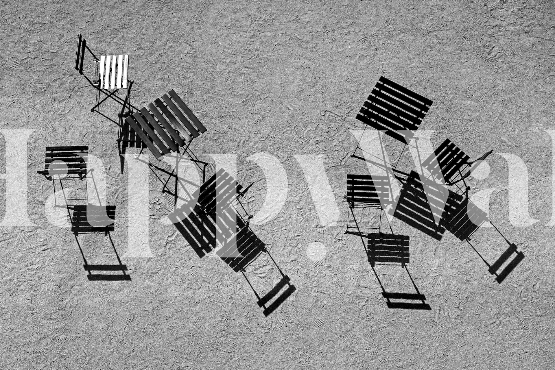 Black and white chairs with shadows pattern wallpaper