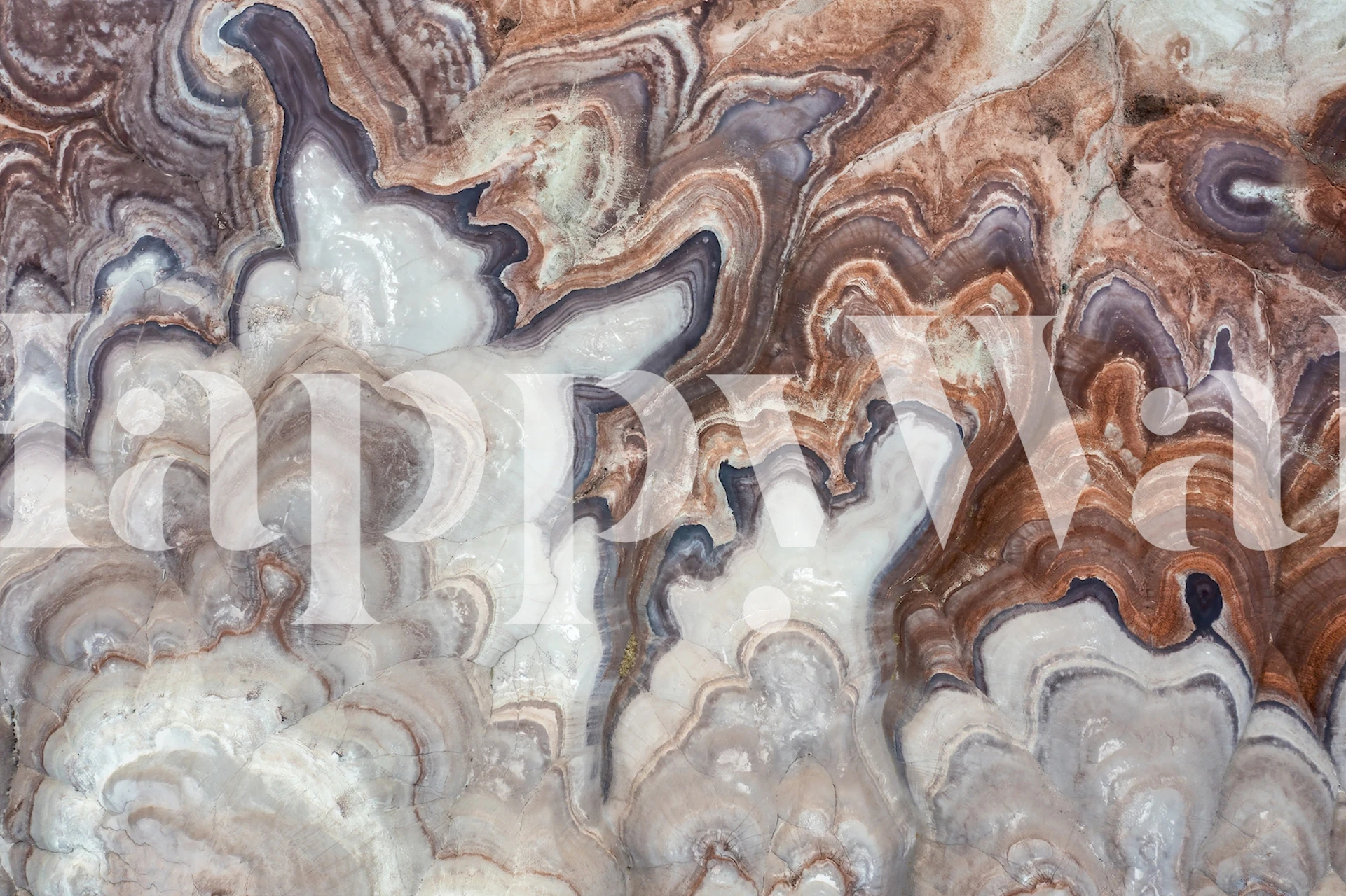 Brown marble wallpaper with swirling patterns and earthy tones